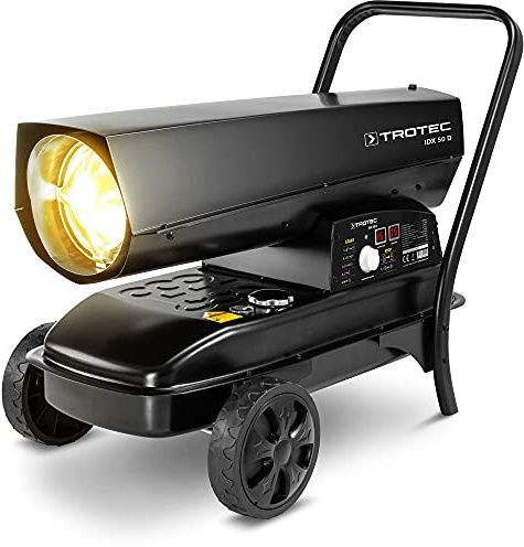 TROTEC Ölheizgebläse IDX 50 D – Heizleistung 55 kW – Heizkanone Luftmenge 1100 m³/h, Ölverbrauch 4,8 l/h, Digitalanzeige – Baustellenheizer