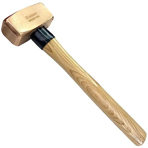 WEDO Copper Sledge Hammer 4lb, Club Hammer with Wooden Handle, Drilling Hammer, Crack Hammer, Die-Forge, Corrosion Resistant, DIN Standard, 16 Length