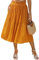 POGTMM Damen Chiffon Rock Punkte Midiröcke Atmungsaktiv Faltenrock mit Taschen (Gelb,L)