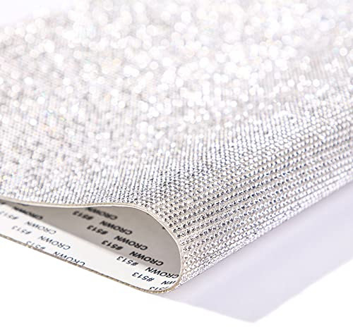 Glitzersteine Selbstklebende Kristall Aufkleber, Strasssteine Glitzer Kristall, Glitzer Runde Schmuckstein Selbstklebende, für Schuhe Kleidung Telefon Fall Auto Dekorationen(Weiß)