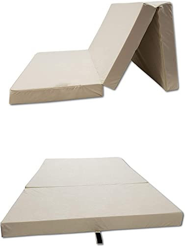 Odolplusz Klappmatratze kompatibel mit VW Caddy 3,4,5 | 3-teilige Faltmatratze | 120 x 200 cm | im Auto schlafen (Beige)