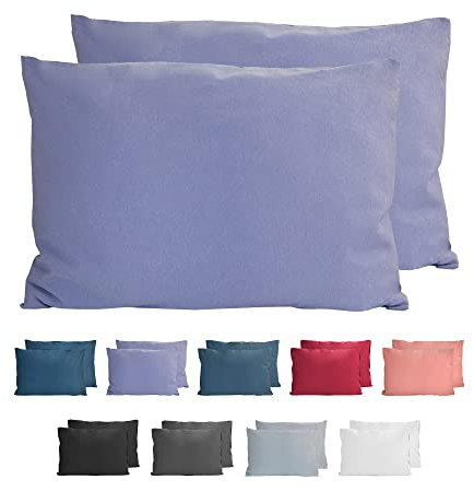 Komfortec 100% Baumwolle Kissenbezüge 2er Set 40x60 cm, Superweicher Premium Jersey Kopfkissenbezug 150 g/m², Kissenhülle, Lila