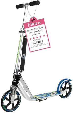 HUDORA BigWheel 205 Scooter - Stabiler Aluminium-Roller - Höhenjustierbarer & zusammenklappbarer Cityroller mit Ständer - Sportlicher Kinder- & Erwachsenenroller für bis zu 100kg