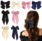 Lolita Lot de 8 barrettes à cheveux avec grand nœud en satin soyeux Couleur unie Grand Nœud pour cheveux Nœud papillon Pinces à cheveux Accessoires pour femmes et filles
