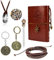 YouU 31 Stück Uncharted 4 Halskette Leder Armband Drake Gravur Schädel Gold Münze Anhänger Film Aufkleber Vintage Nautisches Leder Schreiben Tagebuch Notizbuch