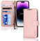 TECHGEAR iPhone 14 Pro Leather Wallet Case, Flip Protective Case Cover with Wallet Card Holder, Stand and Wrist Strap - Pink PU Leather with Magnetic Closure Designed for iPhone 14 Pro 6.1