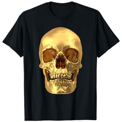 Totenkopf Shirt Golden Skull Face T-Shirt Realistic Gold Skull T-Shirt