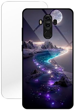 KARTXITAI Funda Compatible con Huawei Mate 9,Carcasa de Vidrio Templado Anti-rasguños Cover Case Gel Flexible Regalo Original+1x Vidrio Cristal Templado-Paisaje Marino