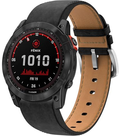 Armband für Fenix 7/Fenix 6/Fenix 5, 22mm Echtleder Ersatzarmband QuickFit Armband für Fenix 6 Pro, Fenix 5 Plus, Fenix 7 Solar, Forerunner 945, 935, Approach S62, S60, Garmin Instinct, Quatix 6,5