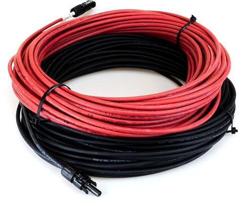 NAKA Solarpanel Verlängerungskabel Solarmodul Balkonkraftwerk Solarkabel 4mm2 Aus Kupfer Photovoltaik Solar Kabel Verlängerung Verbindungskabel MC4 Stecker Solarverlängerungskabel Rot Schwarz 15 m