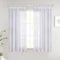 Woaboy Gardinen mit Kräuselband Kurz Fenster Voile Vorhänge Wohnzimmer Transparent Sheer Curtains Stores Gardine Schlafzimmer Modern Schlaufengardinen 2er Set 140x145cm (BxH) Weiß