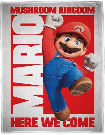 Character World Offizielle Nintendo Super Mario Movie Fleecedecke, superweich, warm, springendes Design, perfekt für Zuhause, Schlafzimmer, Übernachtungen und Camping, Größe 100 x 150 cm