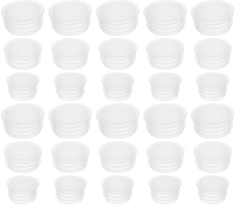 BESTonZON 150pcs Salt and Pepper Shaker Stoppers Plastic Salt Shaker Plug Replacement Clear Round Plastic End Cap Wine Beverage Bottle Sealer for Pots Bottles