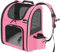 pecute Haustier Rucksack mit Netzfenster, Tragbare und Faltbare Katzentasche, Atmungsaktive und Leichte Hundetasche, Wasserdichtes Oxford-Tuch mit Viel Platz, Multifunktionales Rutschfestes Rosa L