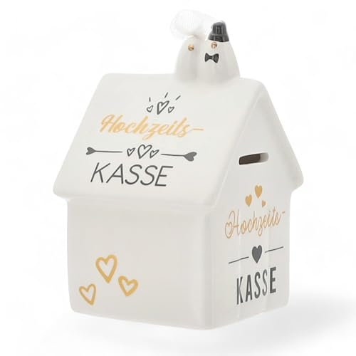 MIJOMA Hucha de cerámica con candado, perfecta para parejas casadas y zorros (casa de bodas)