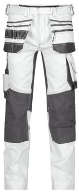 DASSY® Flux Painters Stretch-Malerhose mit Holstertaschen und Kniepolstertaschen - Größe 56 - WEIß/ANTHRAZITGRAU