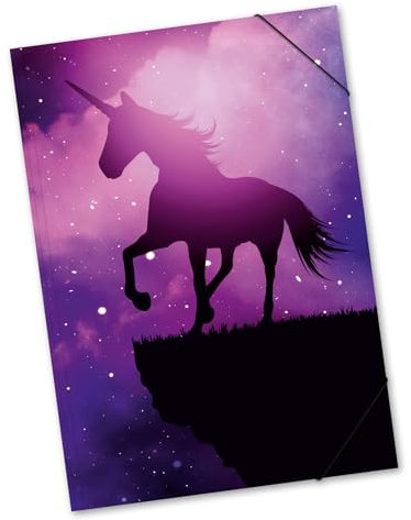 itenga große Zeichenmappe mit Motiv DIN A2 - Gummizugmappe Sammelmappe - für Kinder Jugendliche Schüler Mädchen Jungen Erwachsene (magisches Einhorn)