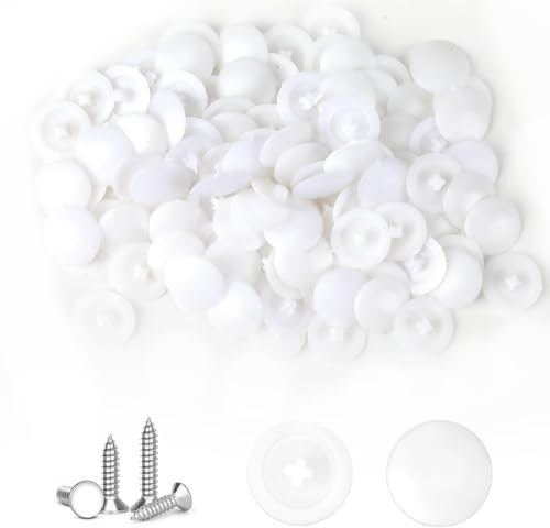 100 Pièces Blanc Cache Capuchon à Vis Ronds en Forme de Croix en Plastique, Capuchons à Encliquetage pour Vis Clous Autotaraudeurs, Idéaux pour Le Montage sur Le Mur et comme Décoration pour Meuble