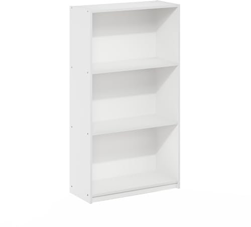 Furinno Basic 3-Tier Bookcase Storage Shelves, White/White