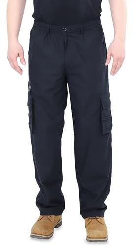 Ben Creek - Herren Cargohose - Outdoorhose aus Baumwolle - Lange Freizeithose mit Multitaschen - unifarbene Basic Utility Hose QDA13 (schwarz XXL)