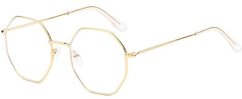 KAEOISFU Modische Polygon Lesebrille 1,5 für Damen und Herren, Metall Rahmen Blaulichtfilter Computerleser, Retro Robuste Anti-Ermüdung der Augen Lese Brille