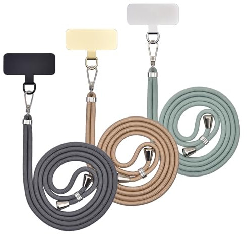 Cordon Para Movil Correa Movil Universal,Pegatinas Metálicas Para Teléfonos Móviles, Cuerdas Ajustables, Tirantes O Tirantes Para Liberar Las Manos. (3 Gris oscuro,Dorado,Matcha verde)