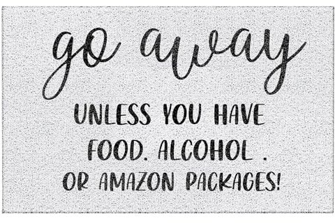 LUVADIAN Permeability Funny Welcome Mats for Front Door - Go Away Welcome Mat, Funny Outdoor Entrance, Front Porch Door Mats, Go Away Unless You Have Food or Packages, 17x30 Inch