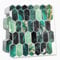 WALPLUS 3D Green Stick on Tiles Self Adhesive Tile Stickers for Kitchen 30.5 x 30.5 cm(12) Stick on Bathroom Tiles Removable Backsplash for Kitchen Hexagon Honeycomb 3D Wall Tile Glossy 6-Sheets