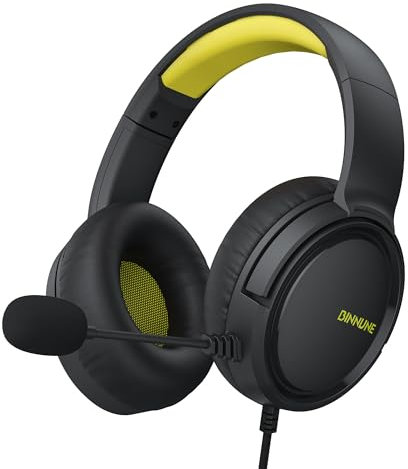 BINNUNE Gaming Headset with Mic for Xbox Series X|S, PS4, PS5, PC, Nintendo Switch - Wired Audifonos Gamer Headphones with Microphone - Yellow