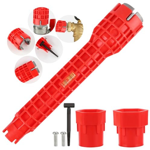 Tap Spanner, 8 in 1 Sink Multi Plumbing Tools Sink Wrench Spanner Plumbers Basin Wrench for Toilet Bowl Sink Kitchen Bathroom Plumbing Tap Spanner Set