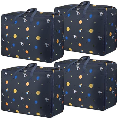 4 Pcs 105L Moving Bags, Heavy Duty Storage Bags Large Storage Box with Zips for Moving Storage Clothes Bedding Duvet Quilt Blankets Waterproof Moving Totes Christmas Storage Containers