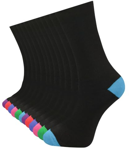 Pierre Calvini - 12 pairs Mens Socks - Breathable Plain, Patterned, & Black Socks Men - Suitable for Work and Casual Wear - Smart socks for Men - Soft and Insulated with Reinforced Heel & Toe