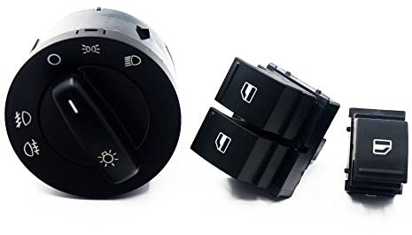 Interrupteur de commande de lève-vitre électriquet Bouton de commutation de vitre électrique de phare antibrouillard 3 pièces/ensemble/adapté for VW Caddy Jetta Golf 5 MK5 V Puls Passat B6