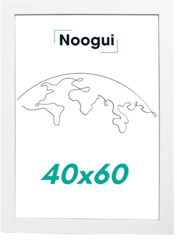 NOOGUI Bilderrahmen 40×60 Holz Weiß | Mit Antireflex‑Plexiglas | Für Fotos, Poster oder Puzzle | Vertikal & Horizontal | 40×60 cm