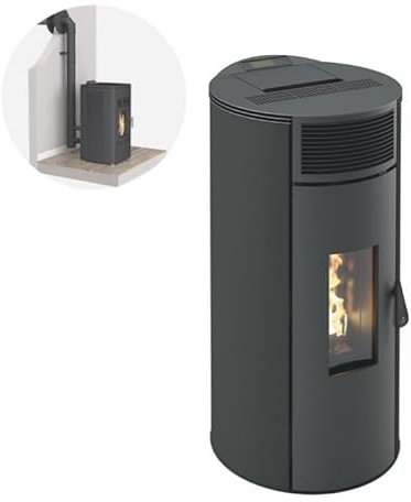 INTERSTOVES - Pack INTERSTOVES Poêle à granules GIANNI 9 Etanche + Kit Conduit Ventouse (sortie façade) - Noir