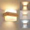 DELIPOP Wandleuchte Innen Holz, Vintage Dimmbare Wandlampe mit 12W Dreifarben-Glühbirne, E27 Moderne Wandbeleuchtung für Wohnzimmer Schlafzimmer Flur Treppen