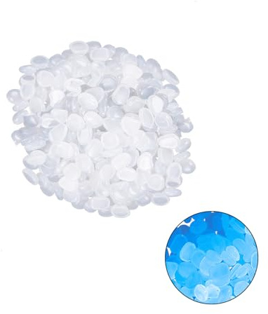 Dstarymnix Lumineuses Bleues, Galets Lumineux Jardin Extérieur Blanc, Galets Brillants Décoratifs, cailloux phosphorescents sans électricité pour allée terrasse aquarium 300 pièces écologiques