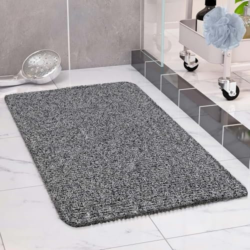 COSYLAND Duschmatte rutschfest, 40x80cm Badewannenmatte rutschfest mit Ablauf, Weiche PVC-Luffa Rutschmatte Dusche, Schnell Anti Rutsch Badematte, Schwarz-weiß