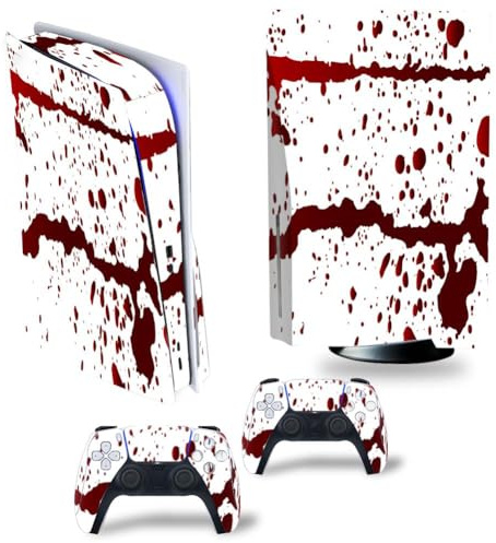 Crimson Flow Skins kompatibel mit PS5 Disc Edition Controllern mit Anti-Rutsch-Funktionen und modernem Design, Vinyl-Schutzaufkleber, blut-0104
