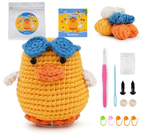 YUMILI Kit Amigurumi Canard Charlie Crochet Débutant Set Complet DIY | Kit Complet Crochet, Laine, Crochet, Rembourrage, Yeux, Aiguille, Tuto VidéO Pas à Pas Inclus, Pour Adultes Et Enfants