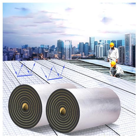 Insulation Cotton Roof Insulation Wool Aluminum Foil Foam Thermal Board Self Adhesive Insulating Mats for Walls Roofs Floor Easy to Install 30MM Thickness 5m² Size