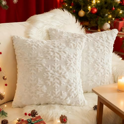 Sunshine smile 2er Set Samt Kissenbezüge Weicher,Kissenbezug Weihnachten 45x45,Kissenbezug 45x45 Weihnachten,Samt Weihnachtsbaum Stickerei Kissenbezüge Weicher