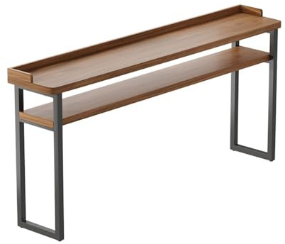 NexaGeniX ﻿ Bartisch für Garten Home Doppelschicht-Stehtisch mit Schallwand, rechteckiger Stehtisch for Küche und Esszimmer, Wohnzimmer mit Stauraum(120 * 40 * 105cm)