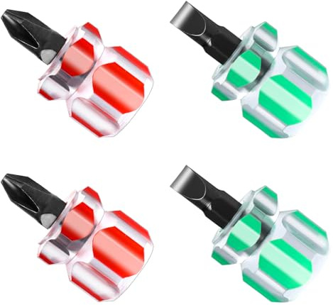 HJZHII 4Pcs Stubby Screwdriver, Mini Screwdriver with Flat Head | Short Sewing Machine Screwdrivers for Tight Spaces DIY Repairing Sewing Machines