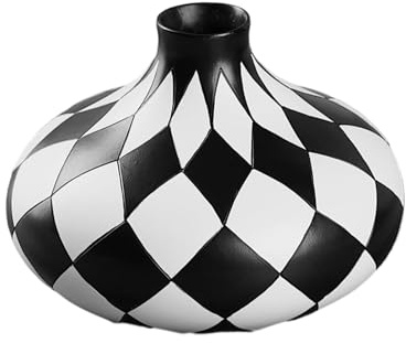 Black and White Vase - Contrasting Pitcher Amphora, Frosted Tumbler, Household Items | Decorative Stand Interior Embellishment Coat Pottery Artwork, Aesthetic Bucket Amphora Receptacle