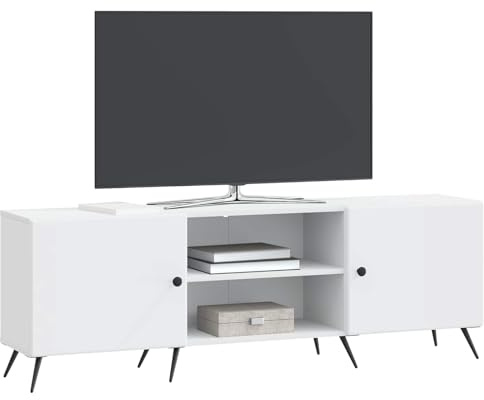 vidaXL TV-Schränk Weiß 150 x 31 x 50 cm Holzwerkstoff, Vintage Lowboard, rechteckige Medieneinheit, viel Stauraum, Holz, Cooler Organizer für Dein Wohnzimmer