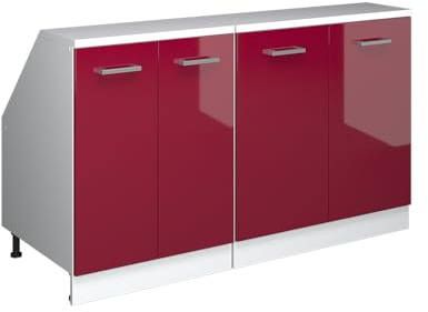 Vicco Dachschrägenschrank-Set Rion, Rot Hochglanz/Weiß, B140 x T60 cm 2er Set, platzsparend für Dachschrägen