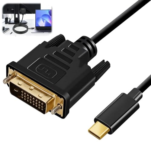 USB C auf DVI Kabel 4K 30Hz Thunderbolt auf DVI Kabel für Monitor TV | Typ C auf DVI Buchse Konverter Unterstützt für MacBook Pro Surface Book 2 Dell XPS 13 Galaxy S10 Projektor 1.8M