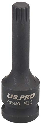 M12 x 78mm Impacted Impact Extra Long Spline Bit 1/2 Drive Male Socket