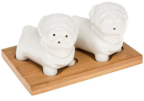 White Bamboo Pugs Cruet Set
